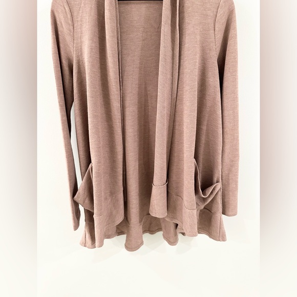 LOGO Lori Goldstein Waffle Knit Cardigan Brown Size XS - Picture 4 of 6